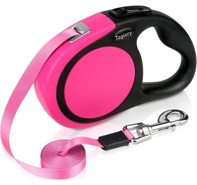 Immagine prodotto di Guinzaglio retrattile per cani fino a 45 kg, colore rosa, lunghezza 5 metri