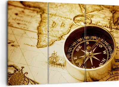 Produktbild von Bild auf Leinwand - Leinwandbild - Kompass alt reisen Reise - 105x70cm - Wand Bild - Wanddeko - Leinwanddruck - Bilder - Kunstdruck - Wanddekoration - Leinwand bilder - Wandkunst - CE105x70-2103