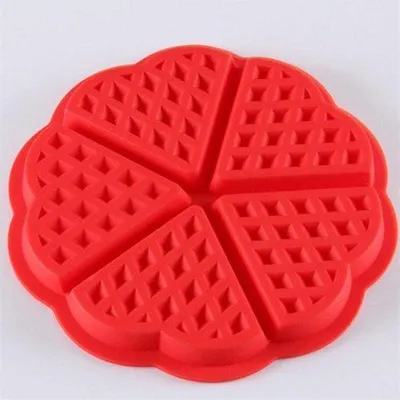 Produktbild von Waffelform aus Silikon | 5 Waffeln in Herzform | Rot
