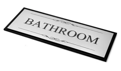 Acryl-Türschild Badezimmer, Silber/Schwarz, 19,5x7,6 cm