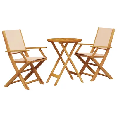 Immagine prodotto di vidaXL Set bistrot 3 pezzi in tessuto beige e legno massiccio