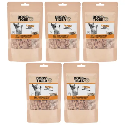 Obrázok produktu pre Dogs'n Tiger Adult, pochúťky pre psov, 99% lyofilizované filé z kačacích pŕs, 5x80g