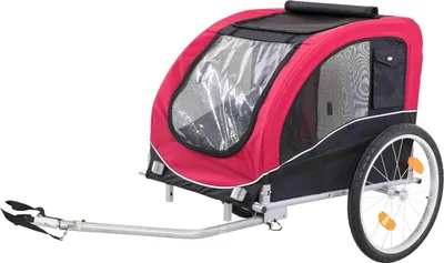 Produktbild von TRIXIE Fahrradanhänger für Hunde - schwarz/rot - 75 × 86 × 80/145 cm