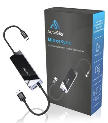 Immagine prodotto di AutoSky MirrorSync AMS-1 | Adattatore CarPlay wireless e dispositivo di mirroring per smartphone