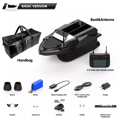 Obrázek produktu pro V080 – RC krmný člun – GPS autopilot a návrat – akumulátor 20 000 mAh – nosnost 3 kg – dosah 800 m – rychlost 15 km/h – doba provozu 2–4 h
