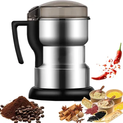 Produktbild von Elektrische Getreidemühle 400W, Edelstahl Kaffeemühle, 35000 U/min, Feinschliff, Überhitzungsschutz, Für Getreide & Gewürze