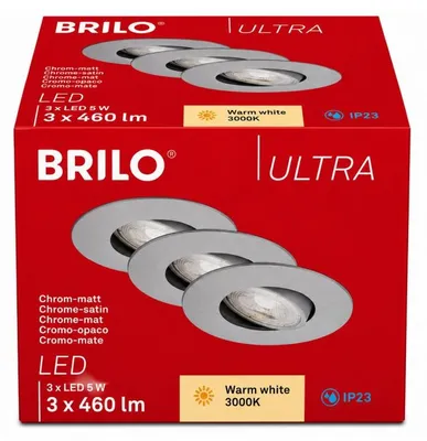 Obrázok produktu pre LED vstavané svietidlo Briloner Kulana IP23 3x5 W 460 lm 3000 K matný chróm 3 ks