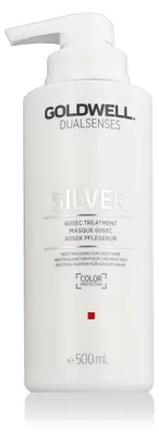 Obrázok produktu pre Goldwell Dualsenses Silver 60sec Treatment vyživujúca maska ​​s farebnými pigmentmi pre platinovo blond a šedivé vlasy 500 ml