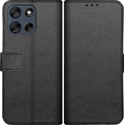 Image de Cazy Coque compatible avec Motorola Moto G56 Coque avec Porte-cartes – Bookcase Classic – Noir