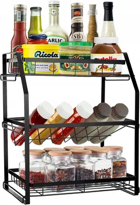 Produktbild von AXABING Metall Gewürzregal 3-stufig Küchenregal 38 cm