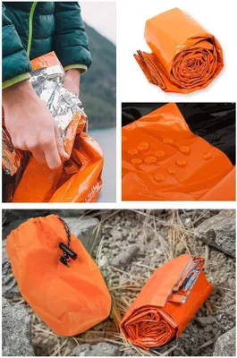 Immagine prodotto di Sacco a pelo di emergenza e tenda di sopravvivenza, adatti per campeggio e trekking - confezione da 1
