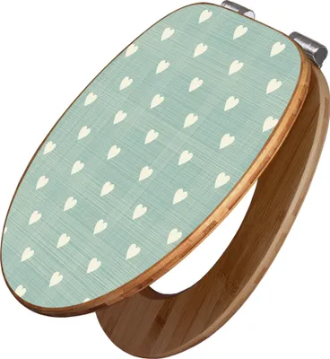 Produktbild von banjado Design WC Sitz Bambus Absenkautomatik -Muster Herzen - Toilettendeckel mit Absenkautomatik Holz/hochwertiger Bambus Klodeckel/WC-Sitz für alle gängigen Toiletten [TDB2 10382]