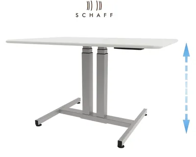 Produktbild von Schaff höhenverstellbarer Schreibtisch Progress | mit Gasfeder | Höhe 64 bis 106 cm | Tischplatte 120x80 cm | Gestell Silber