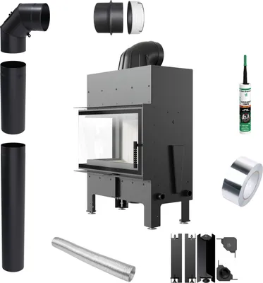 Immagine prodotto di Inserto per caminetto KRATKI FLOKI M sinistro 10 kW fi200 set di tubi ad angolo