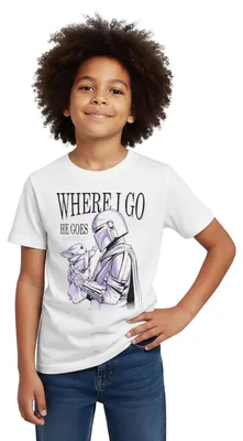 Produktbild von Star Wars: Mandalorian Where I Go Kinder T-Shirt, 122/128 (7-8 Jahre), Weiß