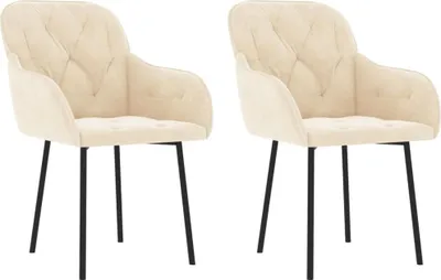 Produktbild von vidaXL Esszimmerstühle 2 Stk. Creme Samt