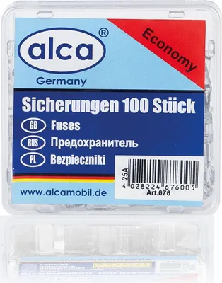 Zdjęcie produktu dla alca® Mini bezpieczniki 25A; 100 szt. pudełko ekonomiczne 32 V przezroczysty mini bezpiecznik płaski bezpiecznik wtykowy pojazdy samochód motocykl przyczepa kempingowa motorower