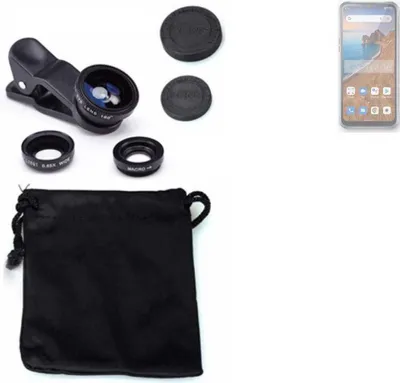 Produktbild von K-S-Trade Smartphone Kamera Linsen Set Kompatibel mit Unihertz TickTock-E 3in1 Clip-On Kamera Adapter Macro Weitwinkel FishEye Fischauge Objektiv