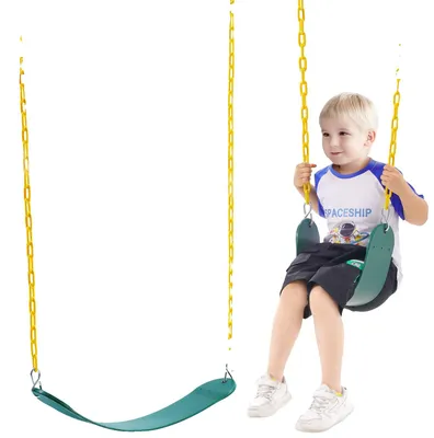 Immagine prodotto di VEVOR Confezione da 2 seggiolini per altalena con catene rivestite lunghe 168 cm e moschettoni, supporta altalene da 136 kg, ricambio per altalene da esterno, accessori per altalene per bambini, verde