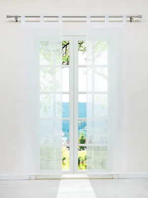 Voile Paneelgardinen Set 2er, Weiß, 57x225 cm, mit Schlaufen