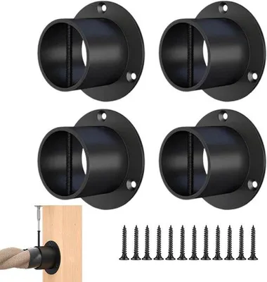 Productafbeelding van Touwhouders - Touwindoppen - Terras Afzetten - Roestvrij Staal - Tot 5 cm dik - Zwart