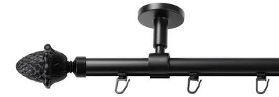 Produktbild von SN Deco Gardinenstange Innenlauf Nantes, 19 mm, 1-läufig, Stahl, Komplett-Set mit Ringen, Profildeckentrager, 180 cm, schwarz