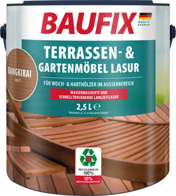 Produktbild von BAUFIX Terrassen- & Gartenmöbel-Lasur bangkirai matt, 2.5 Liter, Holzöl