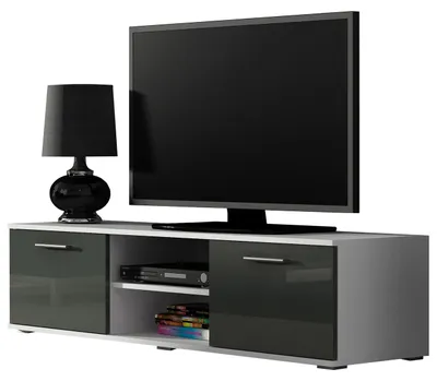 Productafbeelding van TV-meubel SINDI SH4F, wit/grijs, hoogglans