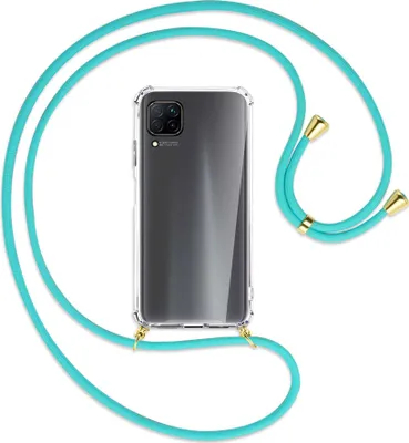 Produktbild von Handykette Backcover-Schutzhülle mit Band (Metall goldfarben) für Huawei P40 lite - türkis