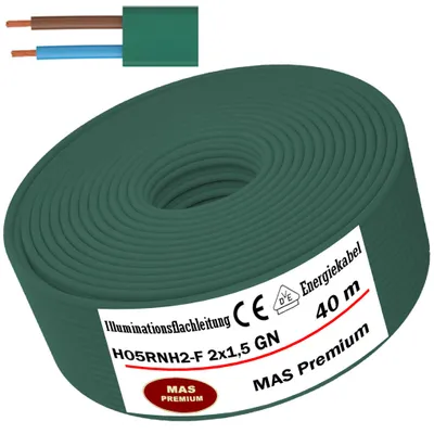 Obrázek produktu pro 40m osvětlovací plochý kabel H05RNH2-F 2x1,5 GN odolný proti oleji a plameni