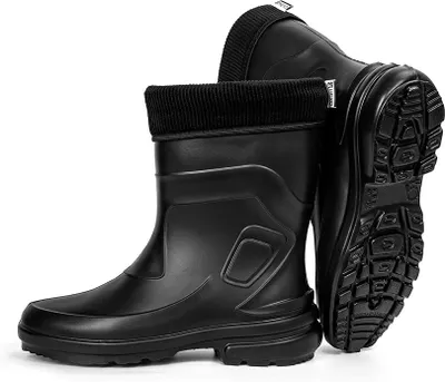 Produktbild von Damen Gummistiefel Halbhoch Regenstiefel HEYO Wasserdicht Gefüttert Stiefel Stiefeletten für Herbst Winter Jessy 39 Schwarz