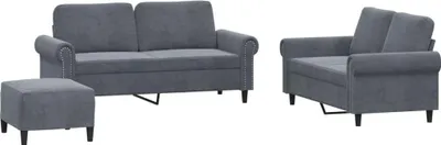 Obrázok produktu pre vidaXL 3-dielna sedacia súprava s vankúšmi Dark Grey Velvet