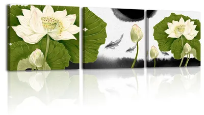 Productafbeelding van Omgoods - Ingelijste Canvas Schilderijen van Waterlelies voor Wanddecoratie