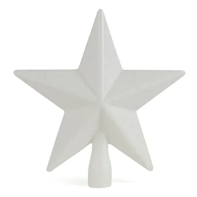Produktbild von Weihnachtsbaumspitze 19x18 cm Weiß Kunststoff Glitzer Christbaum Stern Spitze