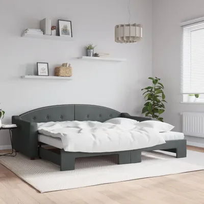 Image de Maison Exclusive - Canapé-lit convertible avec matelas, gris foncé, 90 x 200 cm, tissu