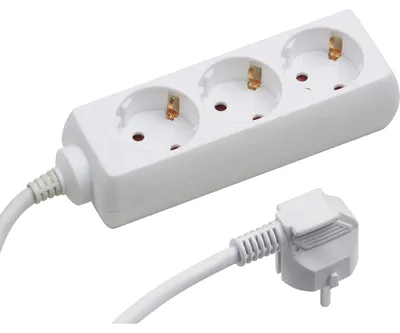 Zdjęcie produktu dla Przedłużacz z 3 gniazdami - Kabel 5 m - 1,5 mm² - Biały