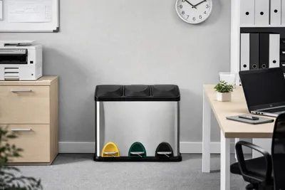 Produktbild von Mülltrennsystem Treteimer Abfalleimer 3x15 l Edelstahl 45 l Recycling Mülleimer mit Pedal