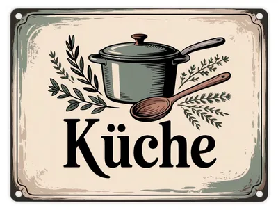 Produktbild von Nostalgische Küche Metallschild in 15x20 cm mit Retro-Illustration