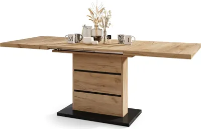 Produktbild von All4All Couchtisch Pino , Wohnzimmertisch , Kaffeetisch , Tisch mit Einlegeplatten , Satztisch , Metallgestell , Coffee Table , 120x80cm , Gold Eiche + Schwarz
