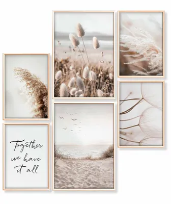 Productafbeelding van Heimlich® Premium Poster Set, 2 x DIN A3 & 4 x DIN A4 - ongeveer 30x42 en 21x30 cm, Stijlvolle postercollages met bijpassende afbeeldingen als wanddecoratie, serie "Zachtbeige Strand", zonder lijst