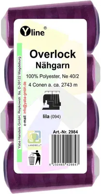 4 Overlock-Nähgarn-Spulen, lila, je 2743 m, 100% Polyester