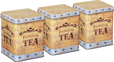 Produktbild von tea4chill Teedosen / Kaffeedosen / Vorratsdosen Set „Tea Chest“, 3 Dosen je 100g, Scharnierdeckel