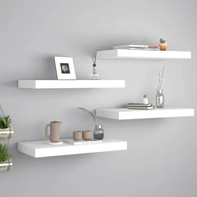 Immagine prodotto di Maison Exclusive - Set di 4 mensole sospese, colore bianco, dimensioni 50x23,5x3,8 cm, materiale MDF