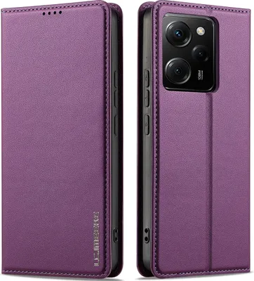 Produktbild von Handyhülle für Xiaomi Redmi Note 12 5G/Poco X5, Magnetische Flip Leder Hülle mit Kartenfach und Standfunktion Lila