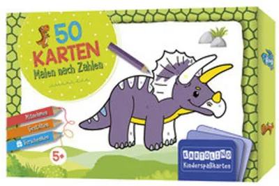 Obrázek produktu pro 50 kartiček s omalovánkami podle čísel - Dinosauři