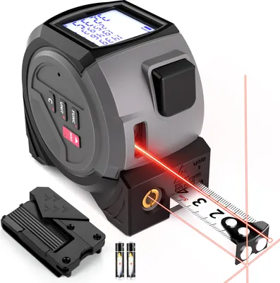 Produktbild von 3in1 Kreuzlinienlaser Laserwasserwaage, 60M Laser-Entfernungsmessung, 5M Maßband, mit Pythagoras, Fläche, Volumenmessung M/ft/in Einheitenumrechnung