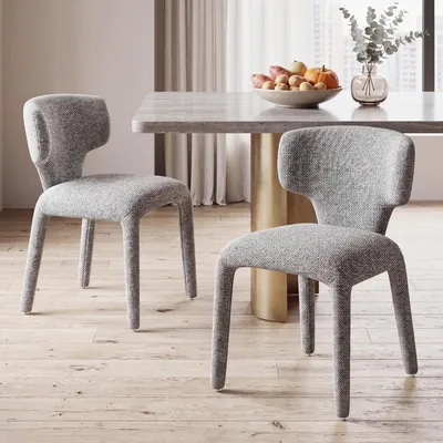 Obrázek produktu pro Duhome jídelní židle sada 2 kuchyňských židlí plný potah bouclé tkanina jídelní židle do jídelny kuchyně obývací pokoj ložnice, šedá