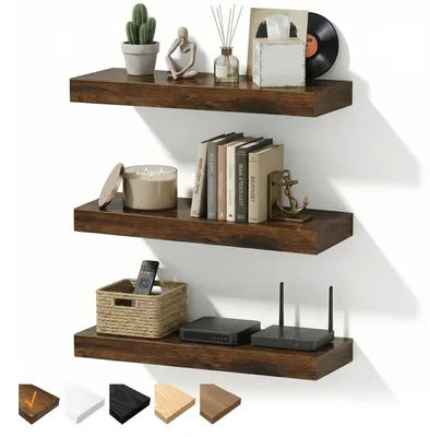 Produktbild von Set von 3 Braunen Wandregalen von 40 cm mit Unsichtbaren Halterungen
