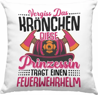 Produktbild von Trendation - Feuerwehr Frau Deko-Kissen mit Füllung 40x40 Geschenk Frauen Feuerwehrfrauen Spruch Geschenkidee Vergiss Das Krönchen (Rosa)