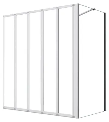 Produktbild von Duschspa 120x140cm Badewannenaufsatz 5-teilig Weiß Faltwand 4mm ESG Duschabtrennung mit 80cm Seitewand